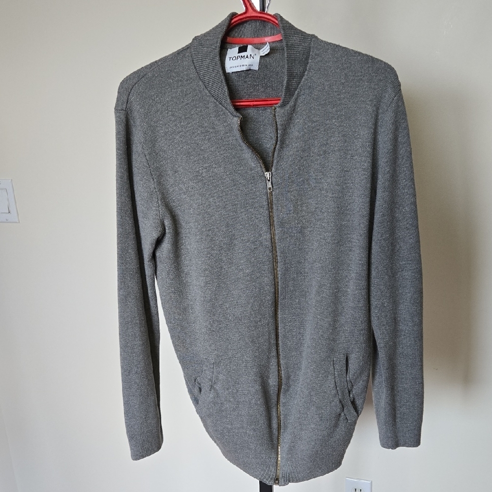 Topman Charcoal Zip-Up Sweater for Men
